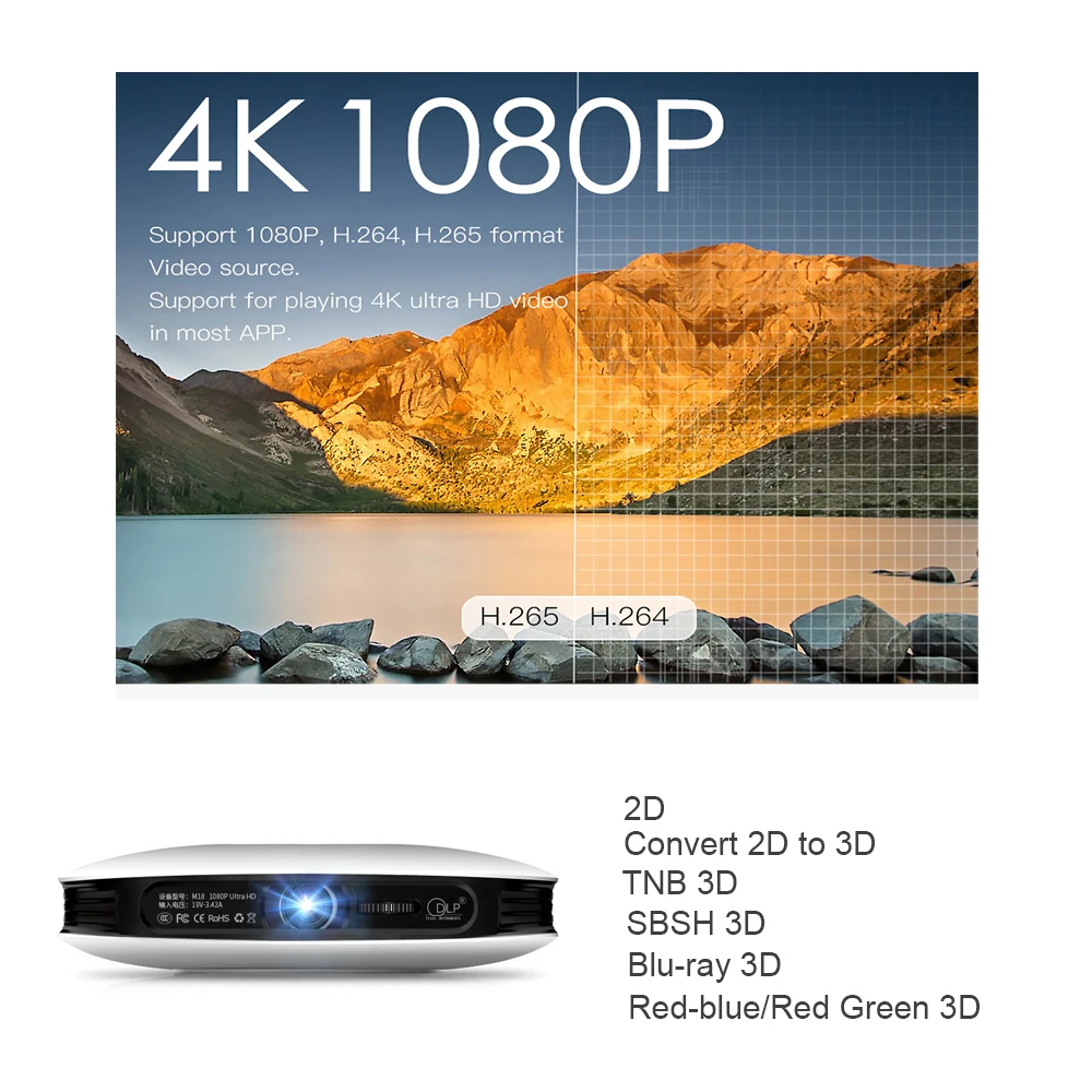  Vivicine 1080p 3D 4K ProjectorAndroid WIFI HDMI USB Full HD Mini PC Game Home Theater Cinema Proyec