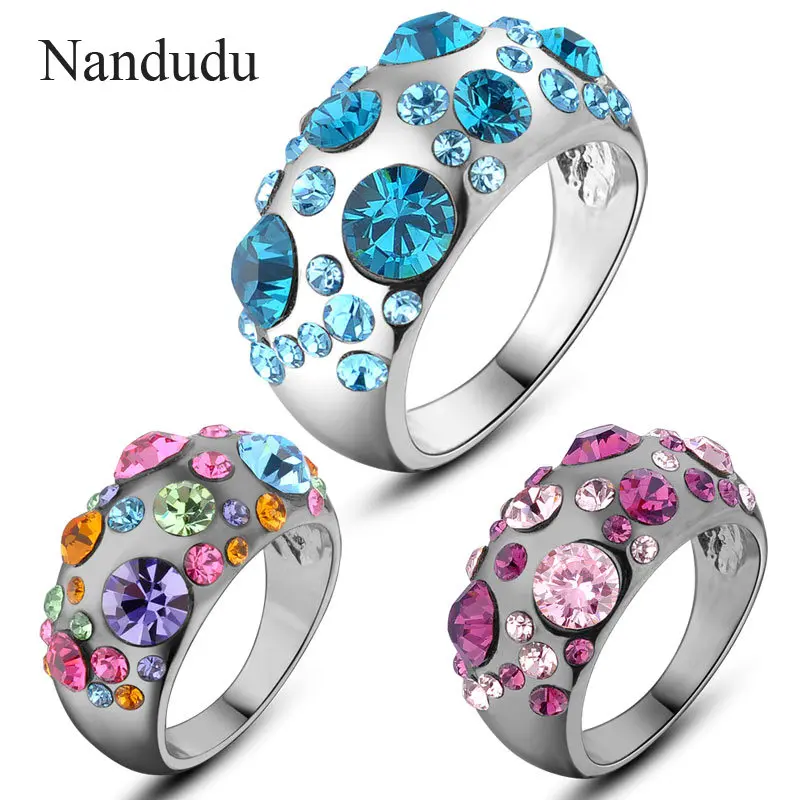 

Nandudu Multi Color Vintage Style Crystal Cocktail Rings Party Wedding Ring Jewelry Gift R827 R828 R872