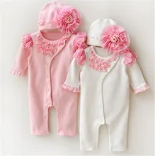 NEW Newborn Princess Style Newborn Baby Girl Clothes Kids Girls Lace Rompers+Hats Baby Clothing Sets Infant Jumpsuit