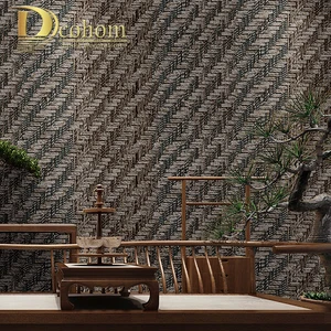 Faux Linen Textured Wallpaper For Walls Decor Straw Pattern Vinyl Wall Paper for Bedroom