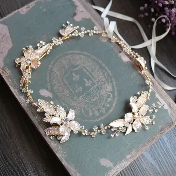 

Gold Silver Color Flower Bridal Headband Tiara Women Hair Ornaments Wedding Headpiece Hair Jewelry Accessories