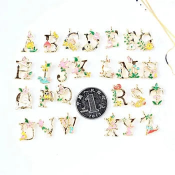 

10 Pieces/lot 12*18mm Fashion 26 Letters Enamel Alloy Alphabet Pendant For Necklace Charms for Jewelry DIY Accessories