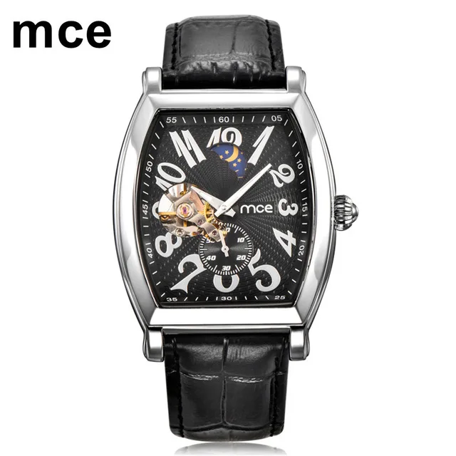 

MCE Creative Racing Design Square Design Silver Skeleton Dial Mens Watch Top Brand Luxury Automatic Mechanical Watch Clock