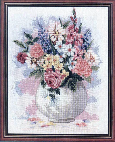 

Fishxx Cross Stitch B061flowers[White vase]cotton thread and cloth , water-soluble,100% accurate,11CTembroidery
