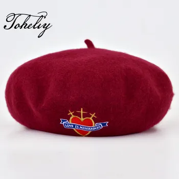 

2018 New style wool Vintage Warm Wool Winter Women Beret French Artist Beanie Hat Cap For Sweet Girl Gift spring and autumn hat