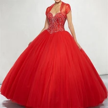 Великолепные пышные платья 15 anos с красным сердечком, отделка по горловине, фатиновое бальное платье, пышные платья