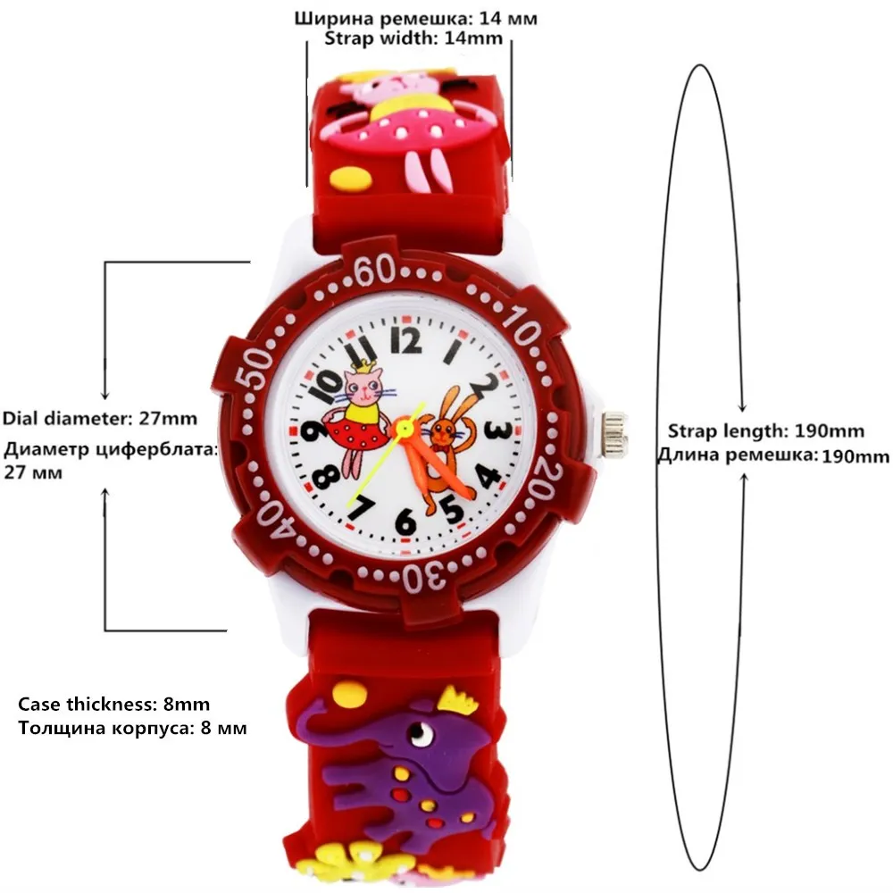 Pengnatate детей Часы Обувь для девочек милый подарок Дети 3D ремешок смотреть мультфильм модные мини Студенты ремешок силиконовый браслет