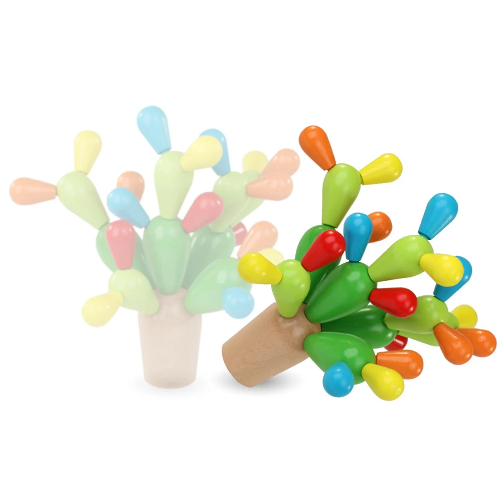 

Enjoying Life Wooden Balancing Cactus Toy Education Learning Blocks Coordination Toy Play Ideal For Kids