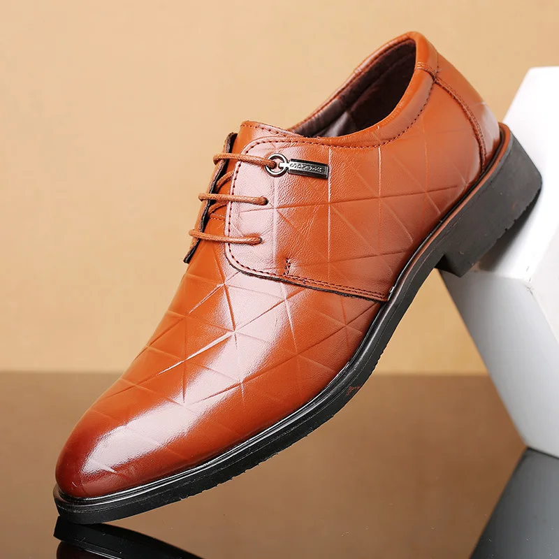 Negócios plaid Marca Respirável Black Até Dos Luxo Apontou Formal Preto Lazer Clássico Sapatos Men Rendas Flats marrom De Couro Homens Toe Brown Novos plaid 7wxqFZwpYR