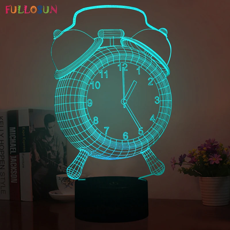 Fashion 3D Little Clock Lights LED Table Lamp with Multi colors Nightlights as Bedroom