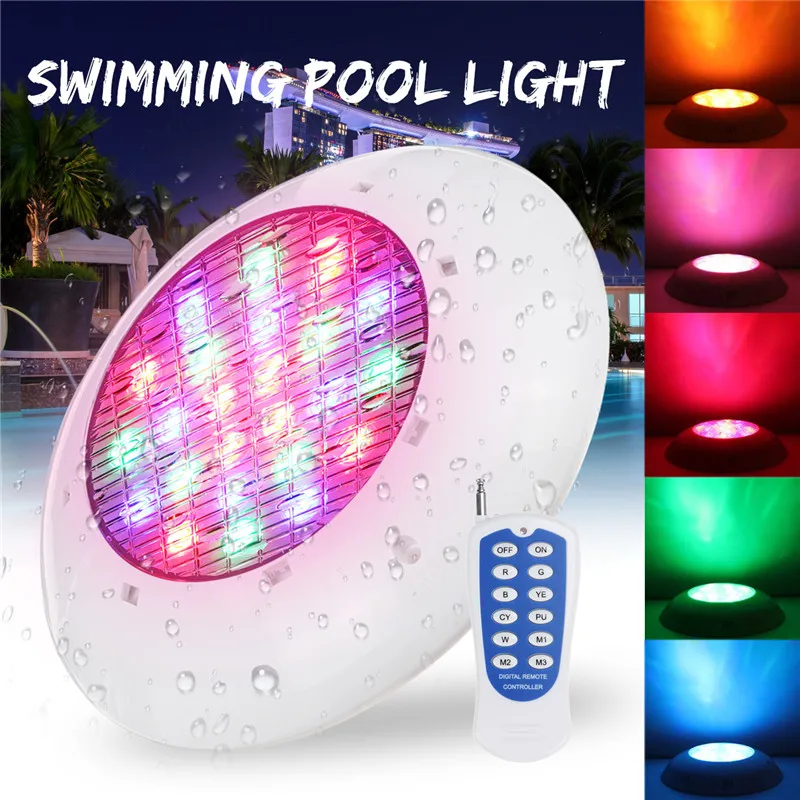 

55W RGB Led Swimming Pool Light IP68 Waterproof AC 12V Outdoor RGB UnderWater Light Pond Led Piscina Luz Spotlight+Control