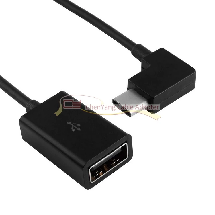 CABLECC справа под углом 90 градусов USB-C Тип-C на USB 2,0 Женский OTG кабель для сотового телефона Tablet и ноутбука черный