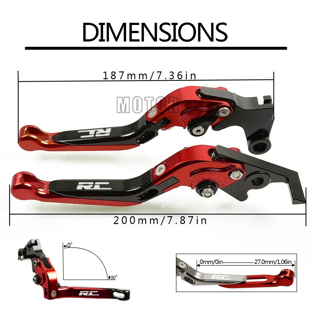 CNC алюминиевые регулируемые складные рычаги тормозной муфты для мотоциклов RC200