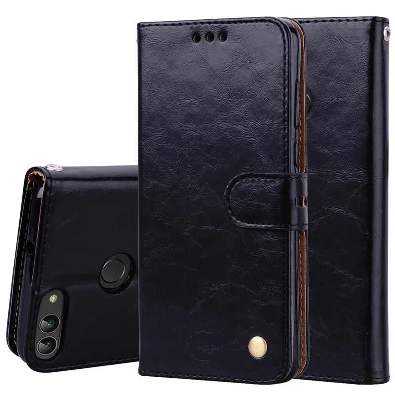 Роскошный кожаный PU для Huawei P Smart Case силиконовая крышка флип телефон кошелек чехол