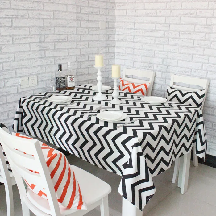 Us 6 63 17 Off Style Canvas Chevron Zigzag Table Cloth Cover Home Hotel Cafe House Party Home Decor 9 Size For Choose In Tablecloths From Home
