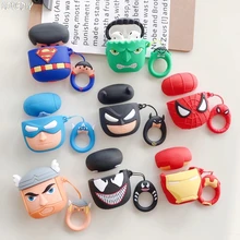 Marvel Avengers беспроводной с функцией Bluetooth, силиконовая кольцевая гарнитура для AirPods 1 2 зарядки наушников Venom Железный человек Человек-паук Халк чехол