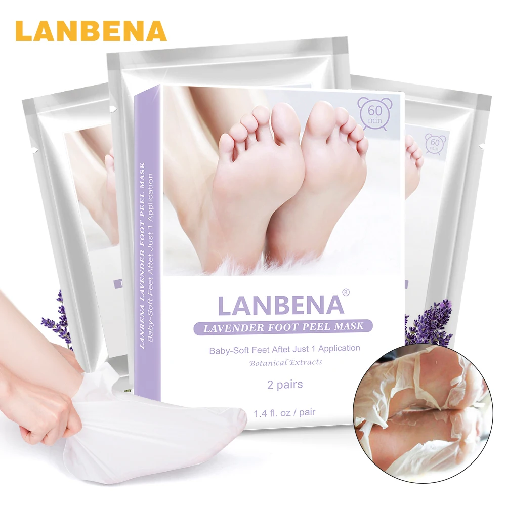 LANBENA 2 пары лаванды ног пилинг маска только нужно удалить мертвую кожу тщательно в 2-7 дней ног Маска пилинг кутикул пятки