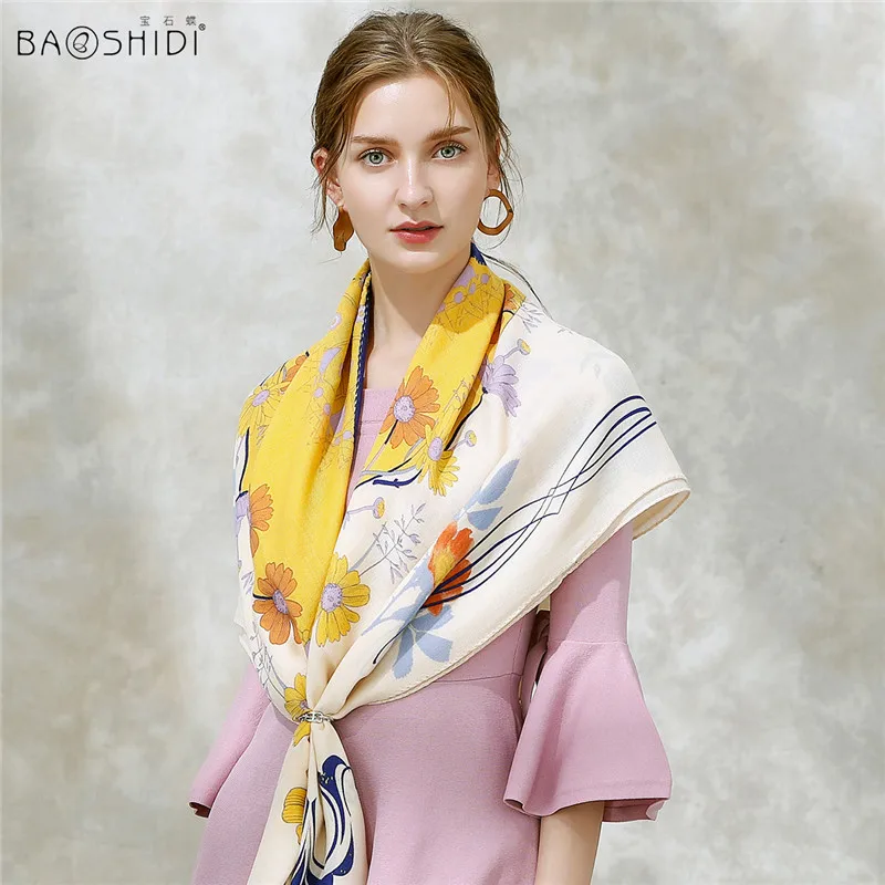 [BAOSHIDI] Зимний шерстяной женский шарф, теплый мягкий женский шарф, бесконечная элегантная квадратная шаль, Роскошный дизайнерский шарф - Цвет: 2111170433