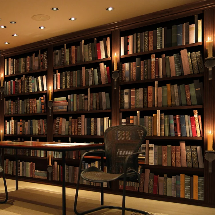 Por Bookshelf Bookcase Lots From Free Shipping Stereo Bookcase Bookshelf Wallpaper Casual Coffee Restaurant Office Study Room Large Mural