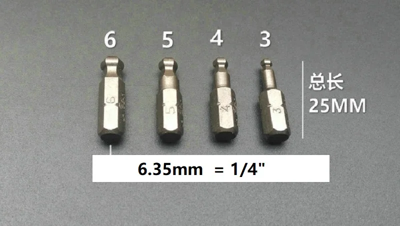 Новый 4 шт./компл. Магнитная 1/4 "шаровые биты 3,4, 5,6-L25mm S2 Сталь Шестигранная отвертка Биты DIY ручные инструменты