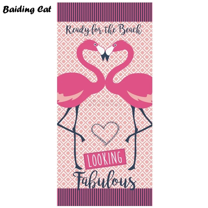 

New Design Pink Flamingos Printed Beach Towel 150*70cm Women Microfiber Bath Towel Absorbent Drying Washcloth Swimwear Towels