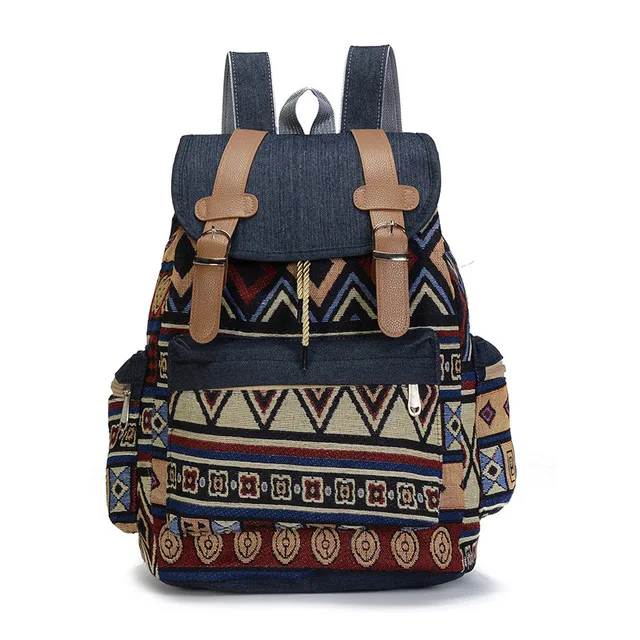 

Women Printing Canvas Backpack Retro Female Schoolbags Girl Travel Book Bags Ladies Double Shoulder Ruchsacks Bags