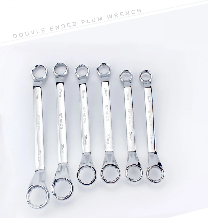 

12 Point Box-End Wrench Spanner Hand Tools Silver Tone Crv Steel Double Ring Wrenches Set
