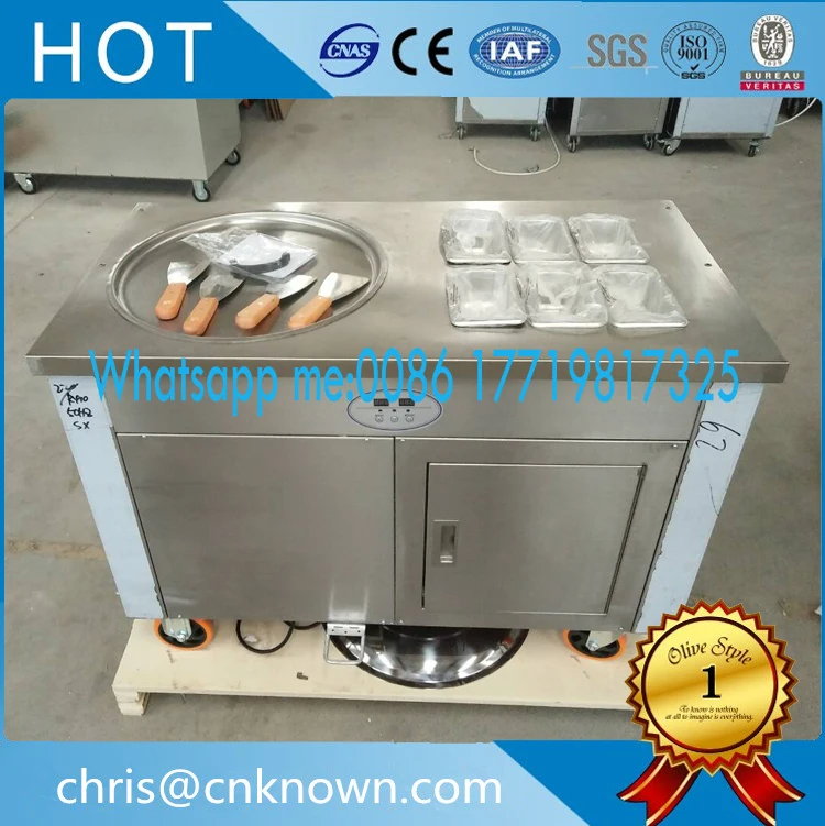 

fried ice cream rolls machine with 45cm pan and 6 small topping tanks for sell
