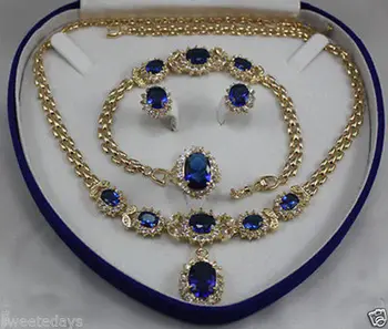 

Jewelry 001175 women's jewelry aquamarine Earring Bracelet Necklace Ring