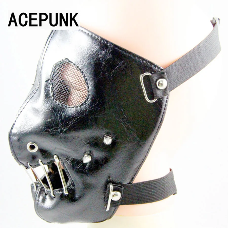 Новая персональная маска с шипами в стиле панк-рок для мужчин и женщин, черная кожаная маска для косплея, маски для выступлений, маска с заклепками с двумя эластичными лентами