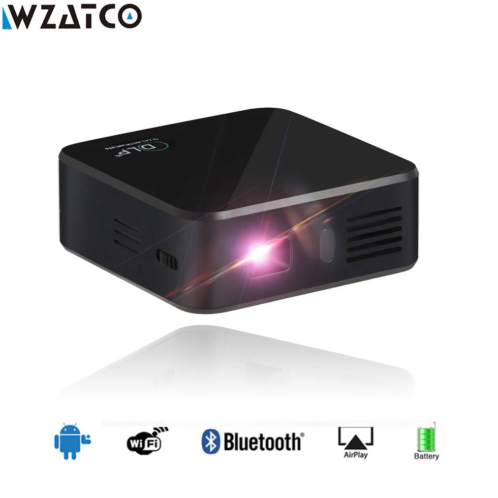 

WZATCO CE05 Projector Smart Android 7.1.2 OS Portable Pocket Mini HD Projector Wifi LED 1080P DLP Home Theater Beamer Proyector