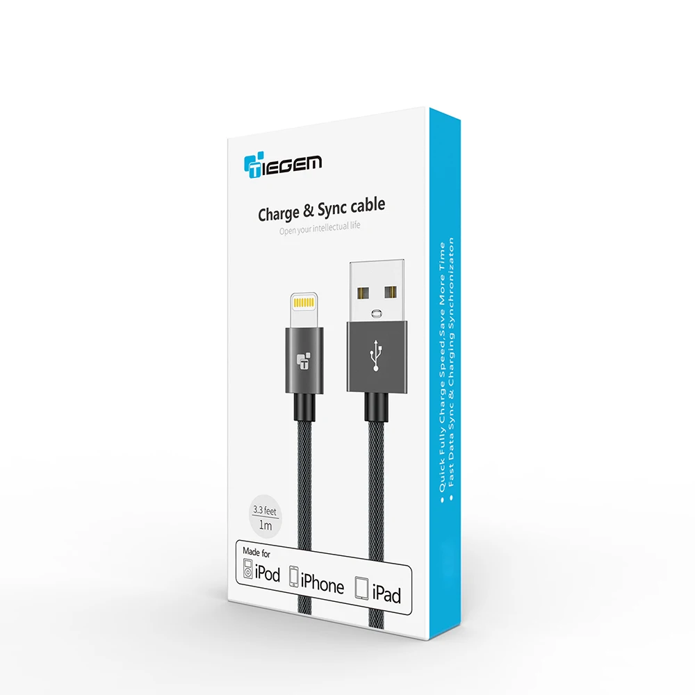 TIEGEM MFi, кабель USB для iPhone X Xs Max XR 2.4A, быстрая зарядка, USB кабель для передачи данных для iPhone 8 7 6 Plus, USB шнур для зарядки