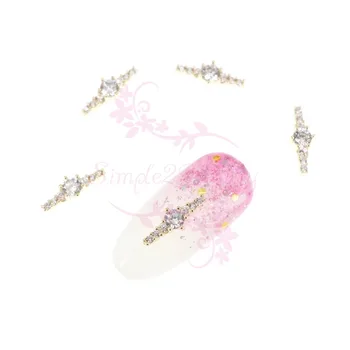 

10pcs/pack Clear Crystal Zircon Rhinestones Bar Design Metal Charms Japanese Style Salon Nail Art Manicure Jewelry Decoration