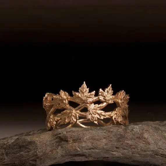 

Wholesale Vintage Adjustable Leaf Ring High Quality Brand Designer vine maple leaf oak leaf branch twig tree Ring Goth Jewelry