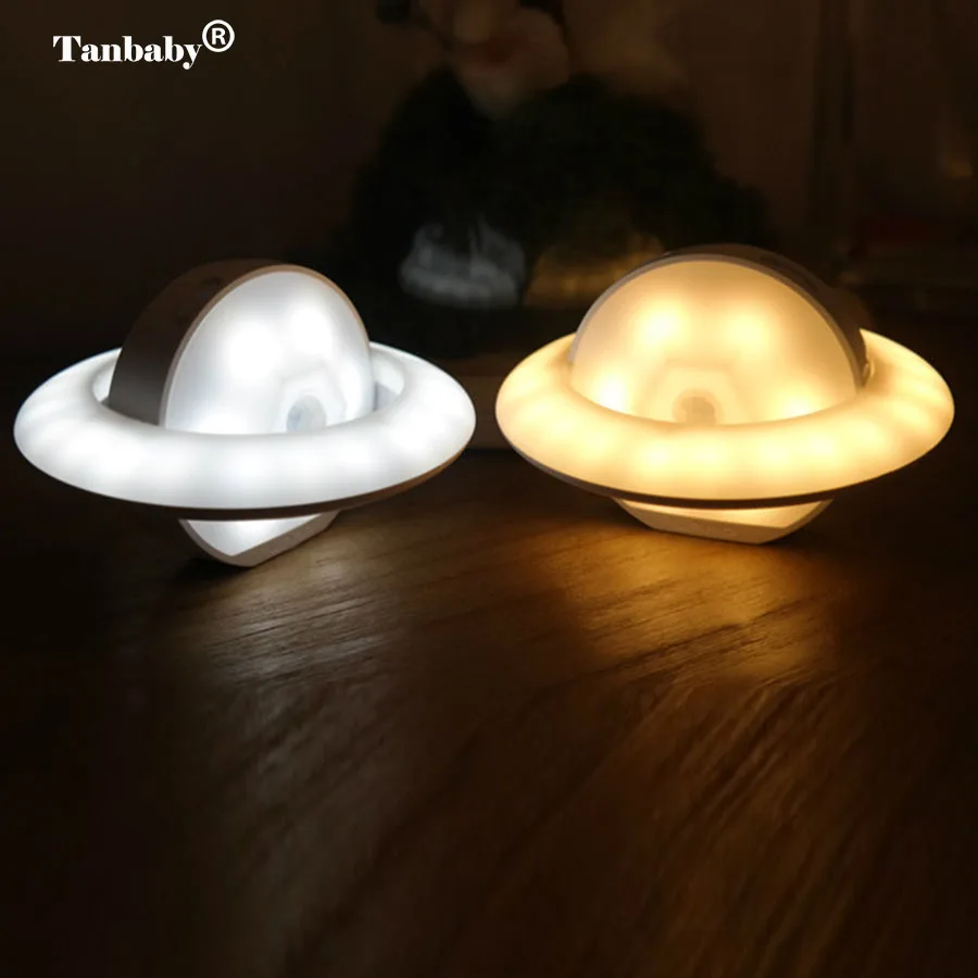 

Tanbaby UFO 360 degree Rotating LED Night Light Motion Sensor USB Rechargeable or battery power Wall Security Lighting Lamp