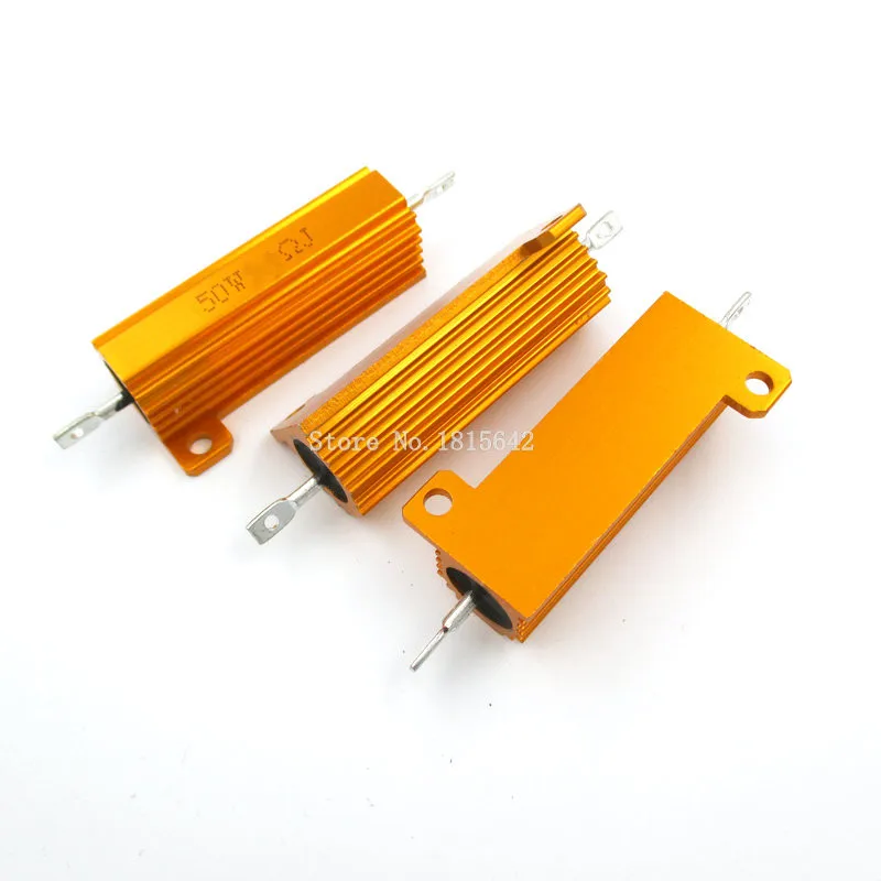 RX24 50W 200R 200RJ Metal Aluminum Case High Power Resistor Golden Metal Shell Case Heatsink Resistance
