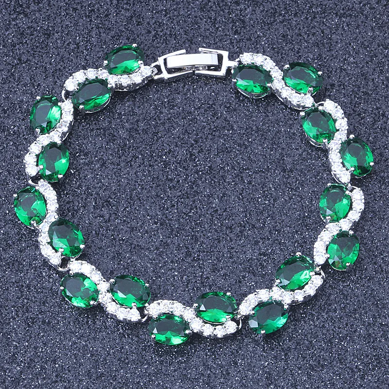 

New Arrival, Noblest Green Cubic zirconia Bracelets For Women Silver Plated Overlay Bracelet Fashion Jewelry S137