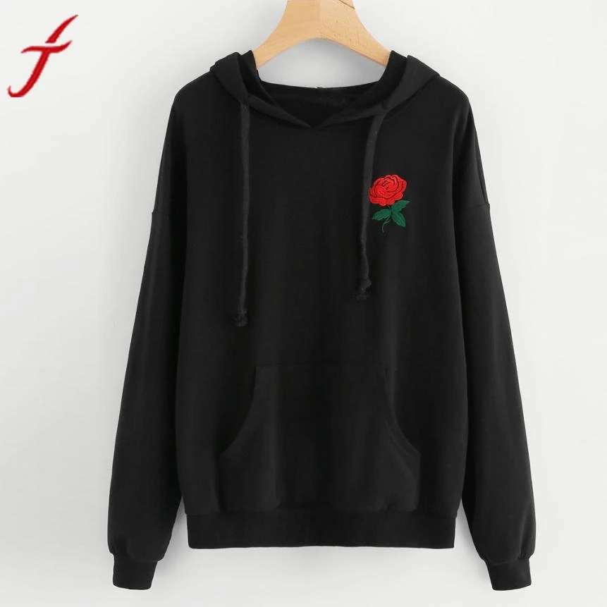 Appliques Sweatshirt 2019 Fashion Women Rose Printed Tops