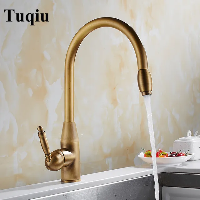 Cheap Kitchen Faucets Antique Bronze Single Handle Pull Out Kitchen Tap Single Hole Handle Swivel 360 Degree Water Mixer Tap Mixer Tap