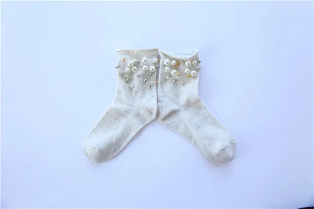 Women Socks Pearl Decoration Cotton Shiny Harajuku Ankle Socks Female Art Funny Short Socks Women Socks Pearl Decoration Cotton Shiny Harajuku Ankle Socks Female Art Funny Short Socks