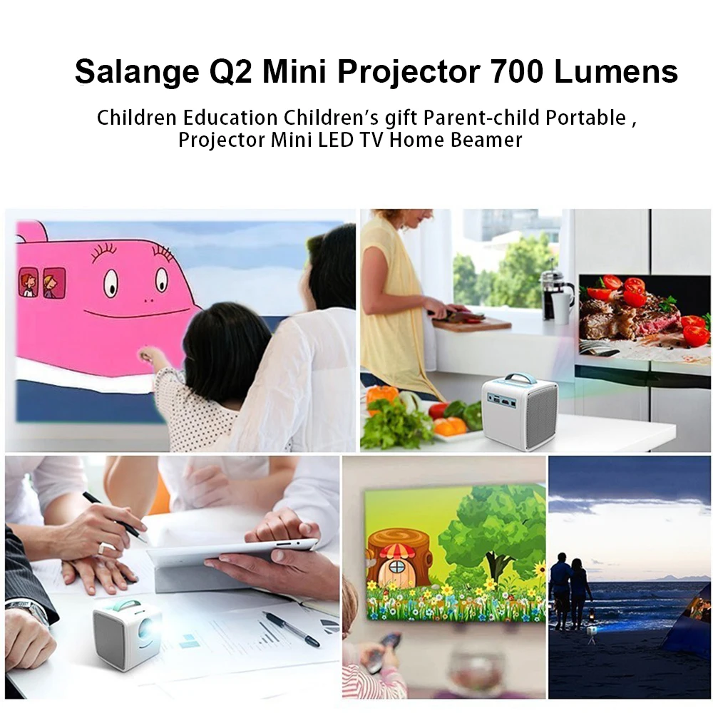 Salange Q2 Mini proyector 700 lúmenes juguete portátil niños educación Mini LED hogar Beamer soporte 1080P - 5