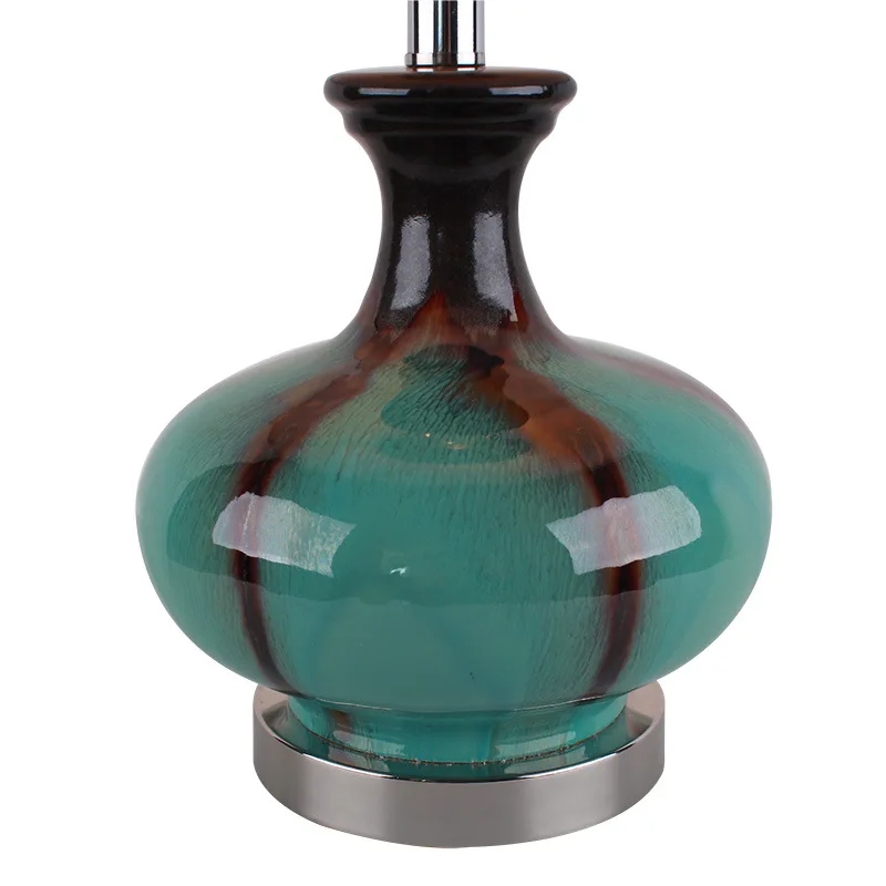 الراقية الكلاسيكية النسيج اليدوية الصينية السيراميك أدى e27 مصباح طاولة ل غرفة نوم الدراسة ح 56 سنتيمتر 80-265 فولت 1231