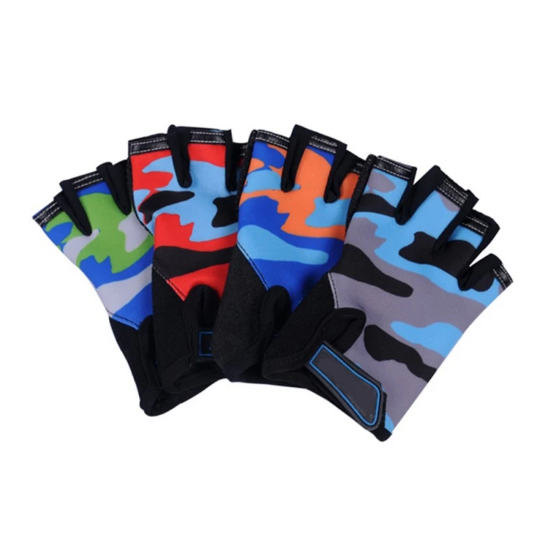 

New Outdoor Camouflage Children's Cycling Half Finger Bicycle Gloves High Elastic Non-slip Riding Equipment