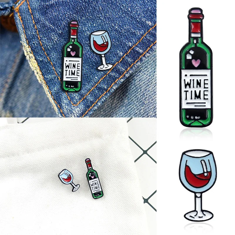 

Hat Wine Time Exquesite Skirt Graceful Party Bottle Glass Red Wine Brooch 2019 New Arrival 1PC/1Set Scarf Sweater Girls