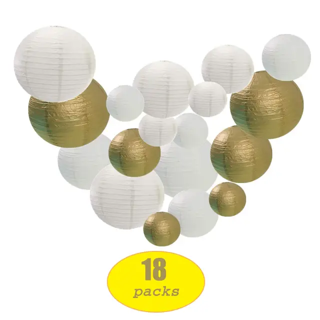 18 Packs 4 12 White Beige Gold Chinese Paper Lantern Orted White Beige Gold Chinese Paper Lantern