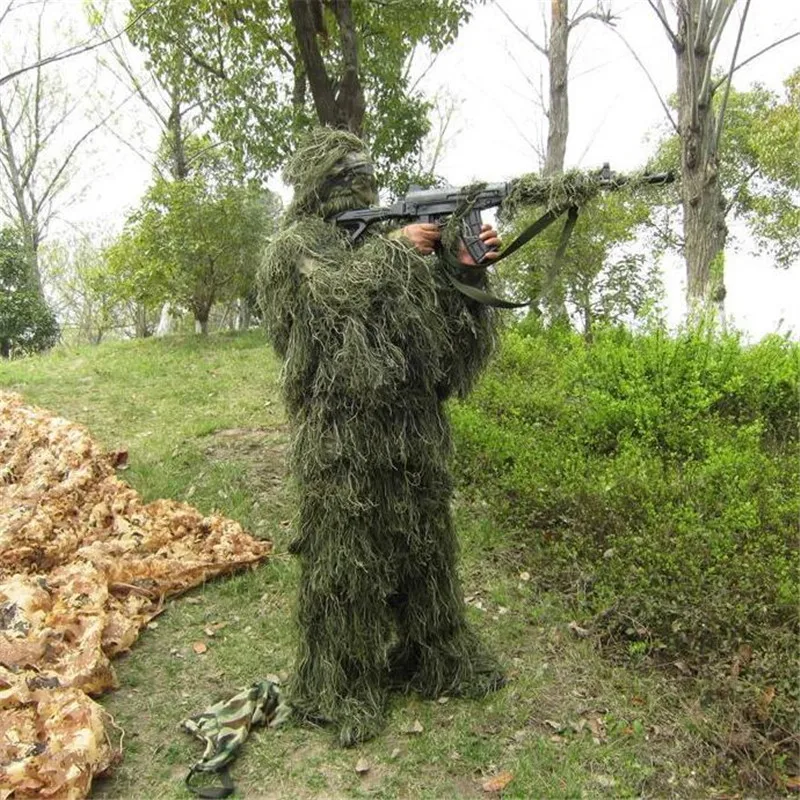 Tactical Camouflage Jungle Hunting Ghillie Suit Set Woodland Birdwatching Poncho Breathable Hunting Clothes For Outdoor Training Tactical Camouflage Jungle Hunting Ghillie Suit Set Woodland Birdwatching Poncho Breathable Hunting Clothes For Outdoor Training