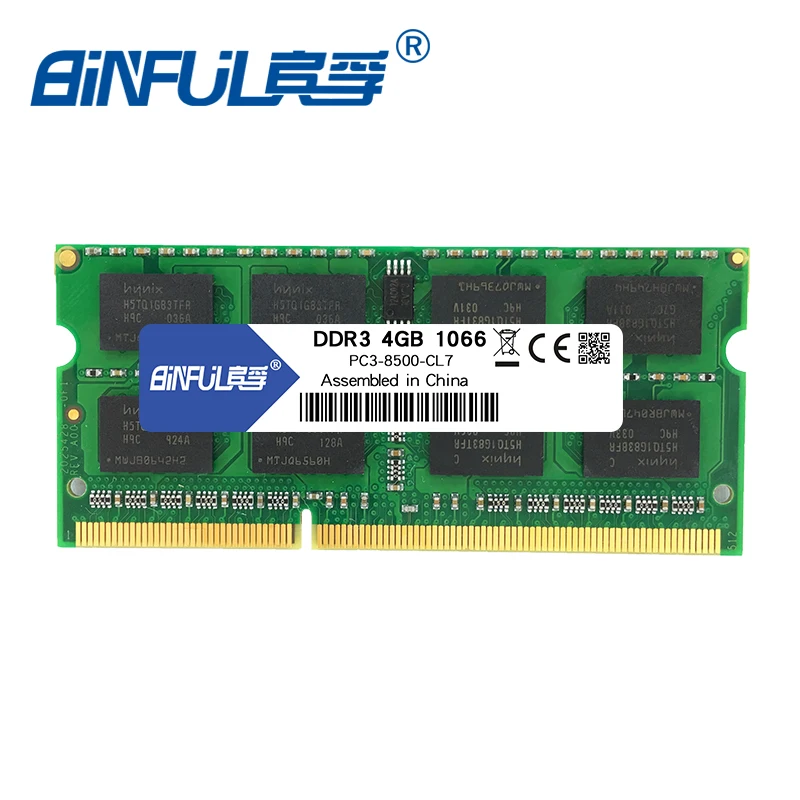 Binful 4 ГБ DDR3 1066 МГц 1333 МГц 1600 МГц PC3-12800/8500/10600 оперативная память для ноутбука 1,5 В для ноутбука memoria