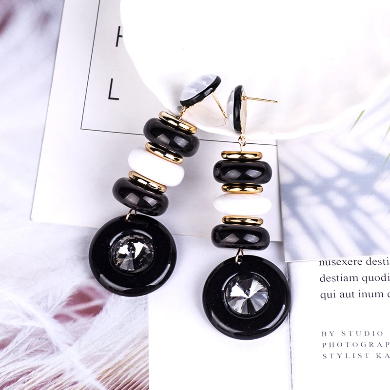GUANLONG Classic Drop Earrings for Women Acrylic Earrings Female Statement Long Round Dangling Fashion Elegant Resin Earring (4)