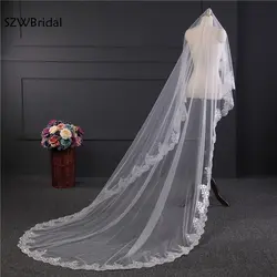 Новое поступление платье vestido de noiva кружева края 3 м Фата 2018 Дешевые Свадебные аксессуары sluier вэу-де-noiva свадебная фата