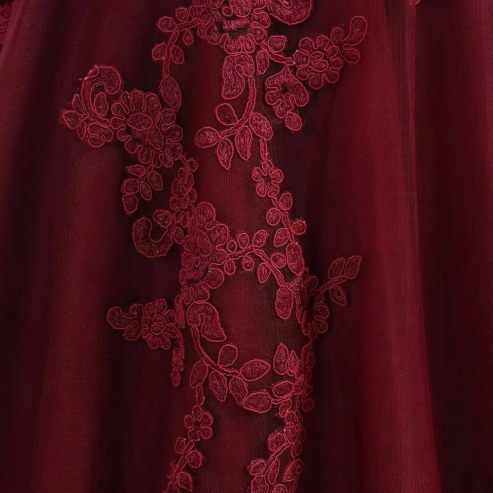 A buon mercato di Lunghezza Del Tè Borgogna Vestito Homecoming 2019 Breve Scollo A V In Pizzo Vestito Homecoming Cap Maniche Più Il Vestito Da Graduazione Abito
